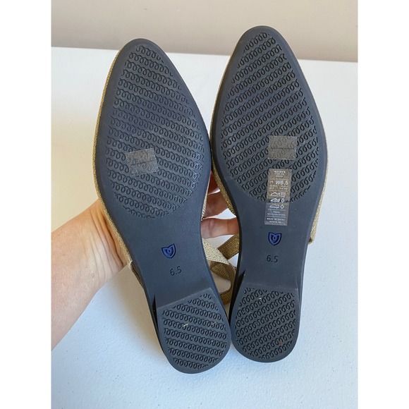 Rothys The Almond Slingback Gold Metallic Knit Flats Womens 6.5 Washable - Picture 10 of 11